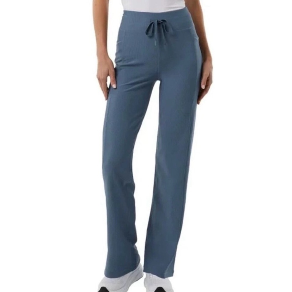 NEW 32 Degrees Cool Women's Active Flare Pants Blue Ribbed Side Pocket - Picture 3 of 15